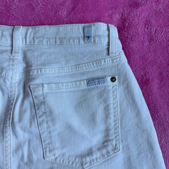 7 For All Mankind White Denim Skirt Pockets - Picture 3 of 7